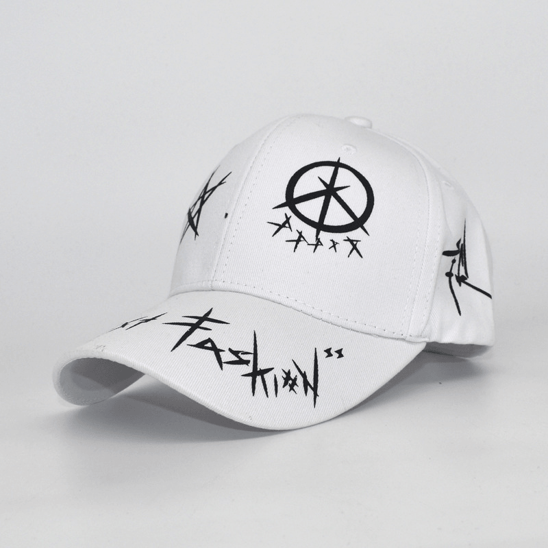 Black and White Color Matching Graffiti Baseball Cap - MRSLM