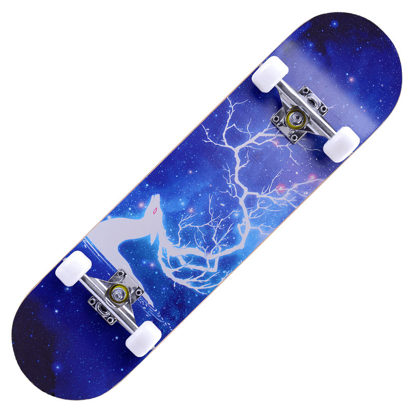 80X21Cm Double Kick Skateboard for Beginner＆Professional 3A Grade 7 Layers Maple with Non-Slip Emery Board Surface - MRSLM