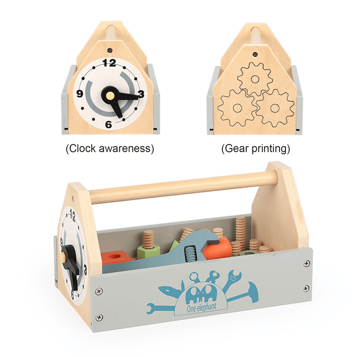 Children'S Simulation Repair Toolbox Set Disassembly Nut Assembling Baby Wooden Early Learning Educational Tool - MRSLM