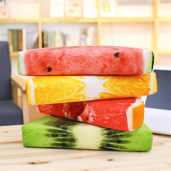 Semi-Circular Watermelon Grapefruit Orange Kiwifruit Simulation Fruit Plush Doll Summer Relief Nap Pillow Toys - MRSLM