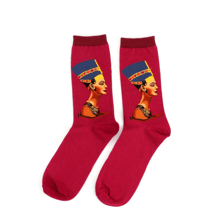 Unisex Mona Lisa Oil Painting Cotton Tube Socks - MRSLM