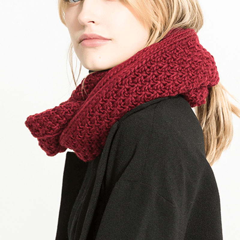 Women Solid Knitted Collar Scarves Warm Neck Scarves - MRSLM