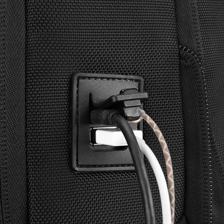 Men Large Capacity Casual Backpack with USB Charging Port & Audio Port - MRSLM