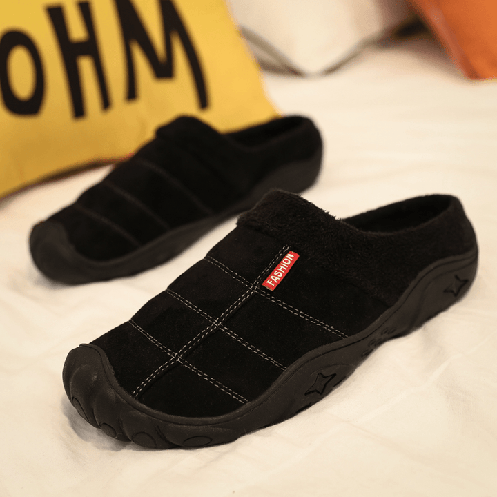 Men Soft Comfy Suede Non Slip Warm Home Cotton Slippers - MRSLM