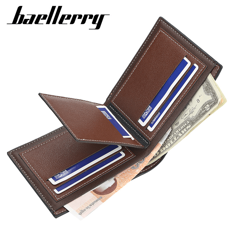 Baellerry Men Faux Leather Fashion Business Casual Wallet with 6 Card Slots - MRSLM