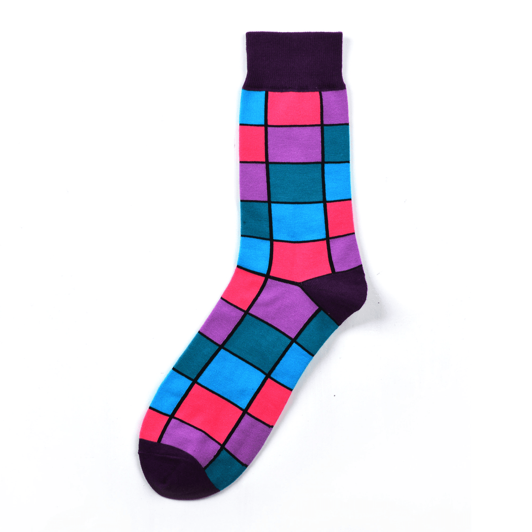 Men'S Street Wild Classic Geometry Striped Cotton Mid-Socks - MRSLM