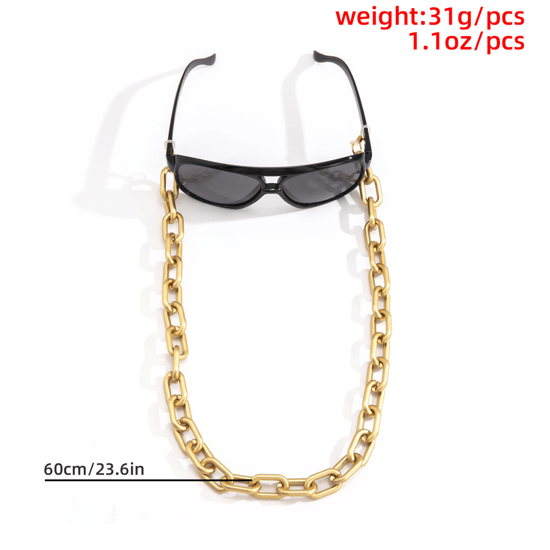 Fashion Retro Flannel Geometric Ring Glasses Chain - MRSLM