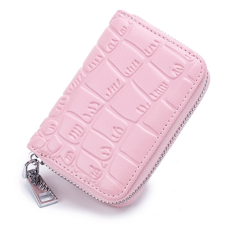 Women Genuine Leather Stone Pattern 16 Card Slots Wallet - MRSLM