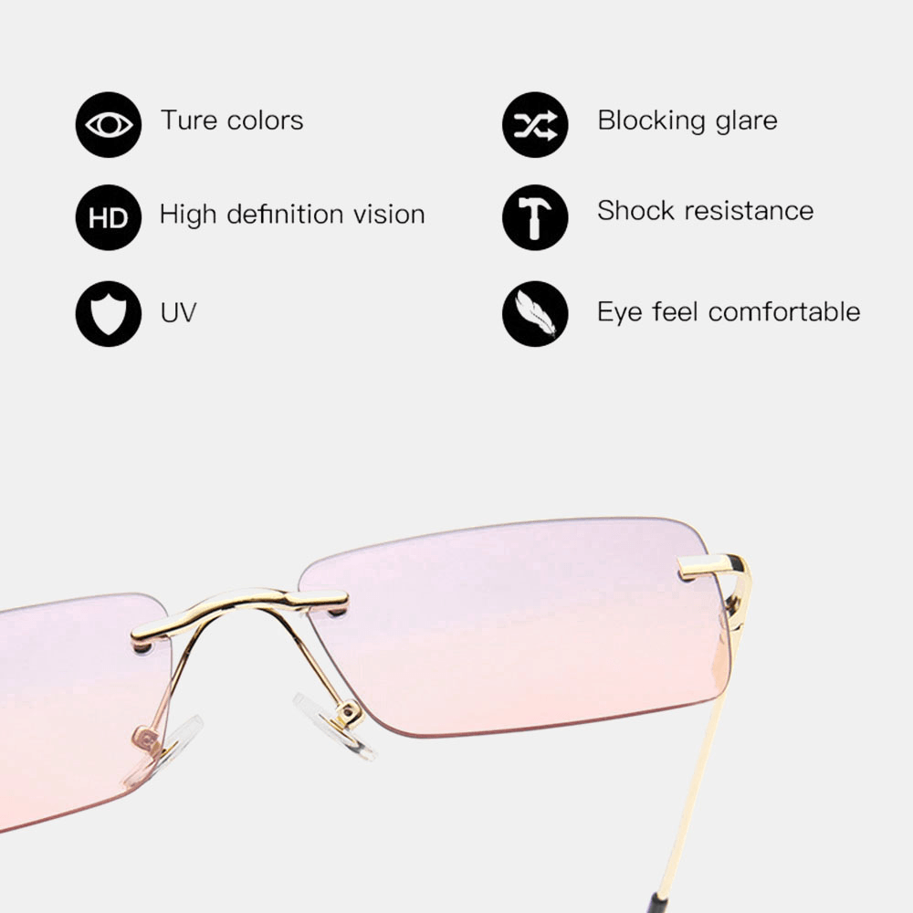 Women Retro Multi-Color Framelss Small Square Fashion Personality UV Protection Sunglasses - MRSLM