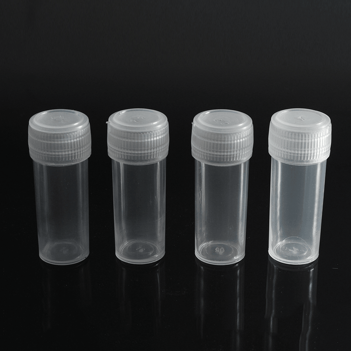 20Pcs 5Ml Chemistry Plastic Test Tube Vials with Seal Caps Pack Container - MRSLM