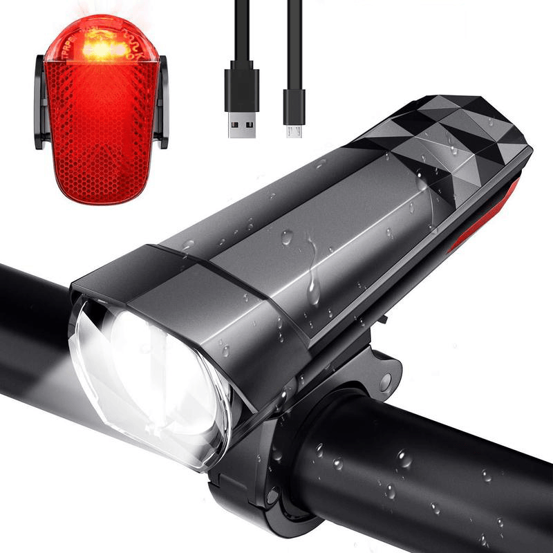 BIKIGHT 320LM Bike Light Headlight + 120LM Tail Light 3 Modes Adjustable Front Handlebar Lamp USB Charging Waterproof Flashlight - MRSLM