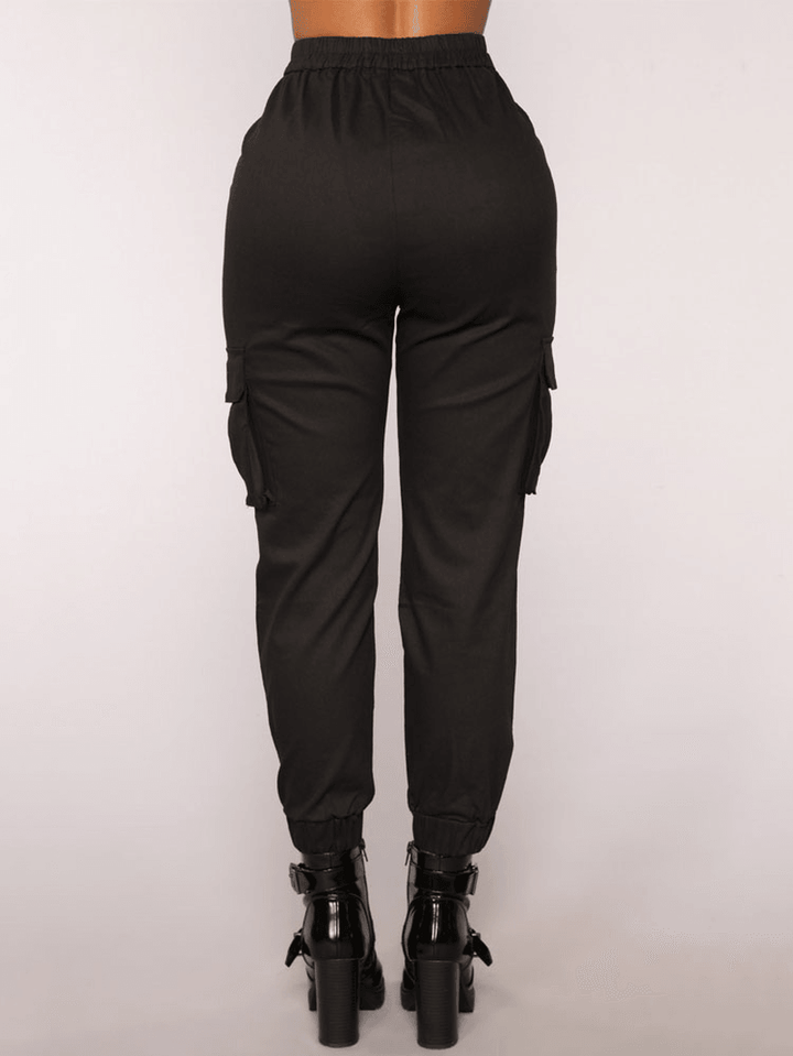 Solid Color High Elastic Waist Casual Harem Pants - MRSLM