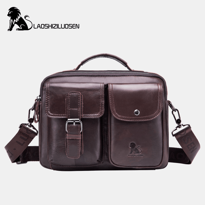 Men Genuine Leather Vintage Business Bag Crossbody Bag Handbag for Work - MRSLM