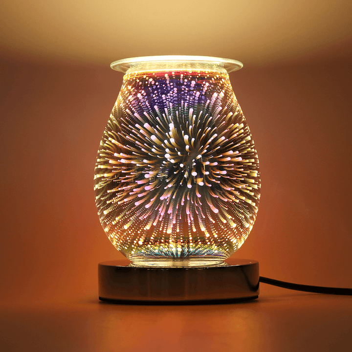 Aromatherapy Lamp with 3D Firework Effect Night Lamp Burner Aromatherapy Decorative Lamp for Home Bedroom Living Room Decoration - MRSLM