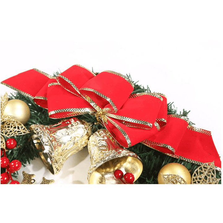 30Cm Christmas Garland Arrangement Ornament Wreath Decor Wreath Bow Bell for 2020 Christmas New Year Festival Decoration - MRSLM