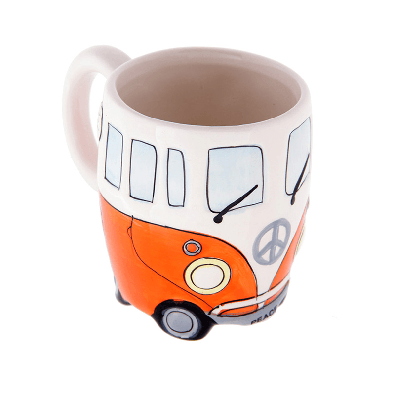 Creative Hand Painting Cartoon Double Bus Mugs Retro Ceramic Cup Coffee Milk Tea Mug Drinkware Novetly Gift Cartoon Double Bus Mugs - MRSLM