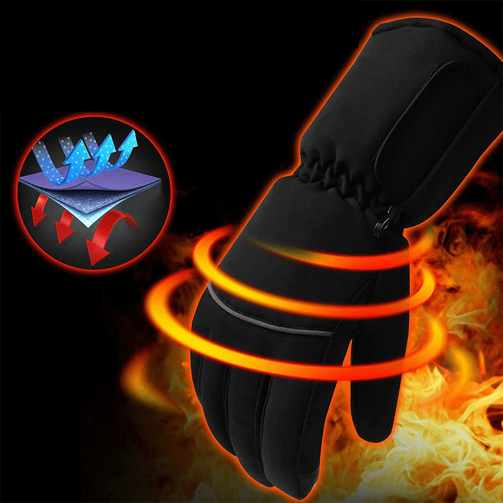 Unisex Touchscreen Battery Heated Windproof Warm Full-Finger Heating Gloves - MRSLM