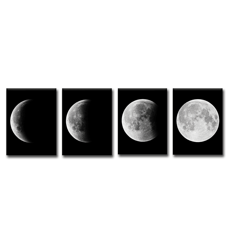 Miico Hand Painted Four Combination Decorative Paintings Gradient Moonlight Wall Art for Home Decoration - MRSLM