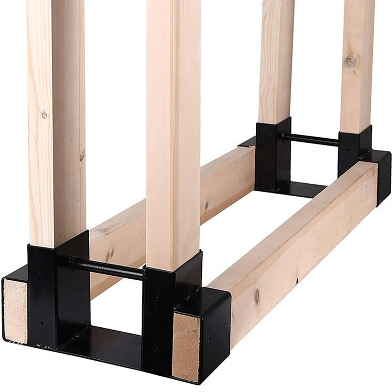 Kingso Firewood Rack Bracket with Screws Heavy Duty Firewood Holder Adjustable Length Log Wood Rack Fireplace Wood Storage Holder - MRSLM