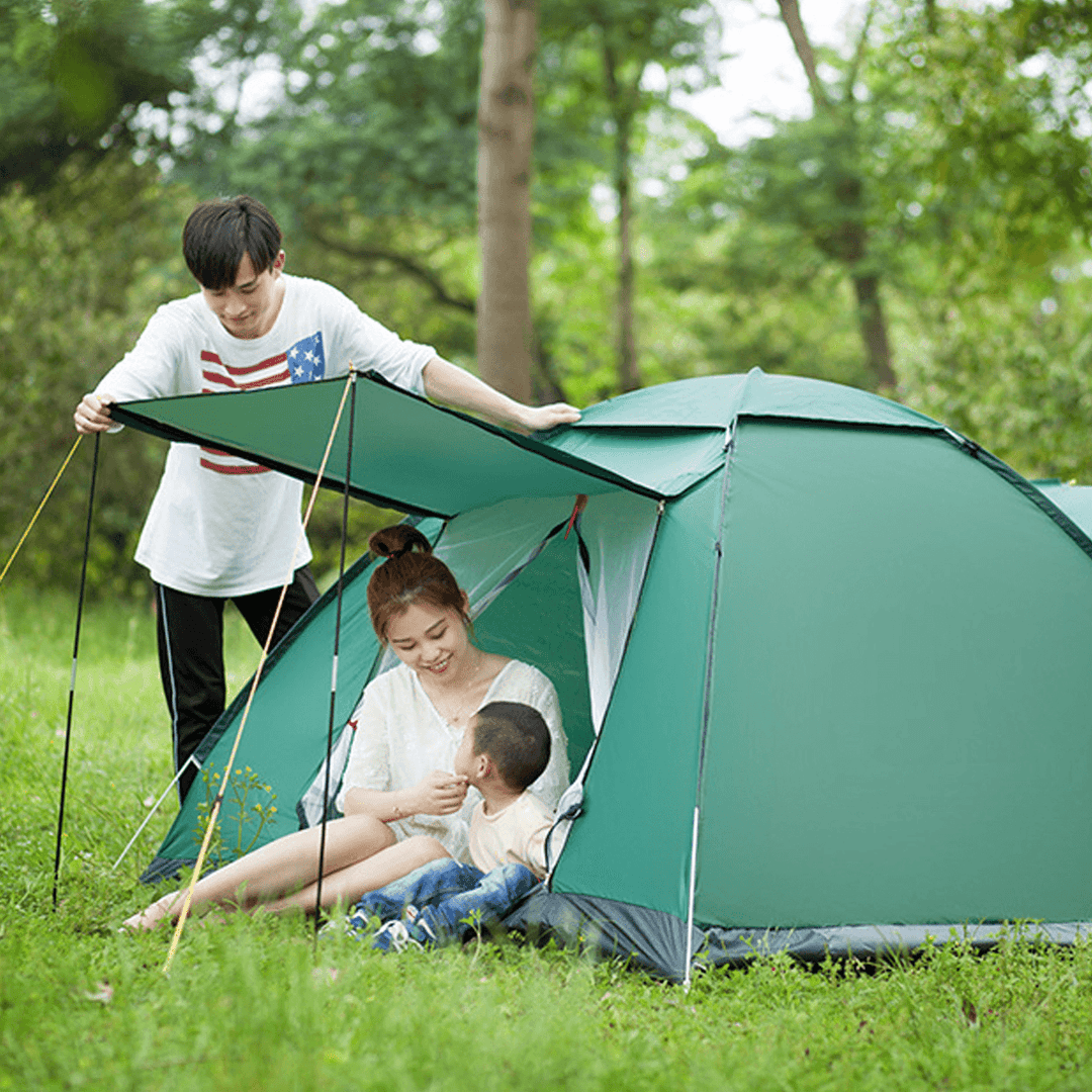 3-4 Person Automatic Camping Tent Double Door Tent Anti-Uv Sun Shade Canopy Outdoor Beach Hiking Fishing Tent 79 X 79 X 49 Inches - MRSLM