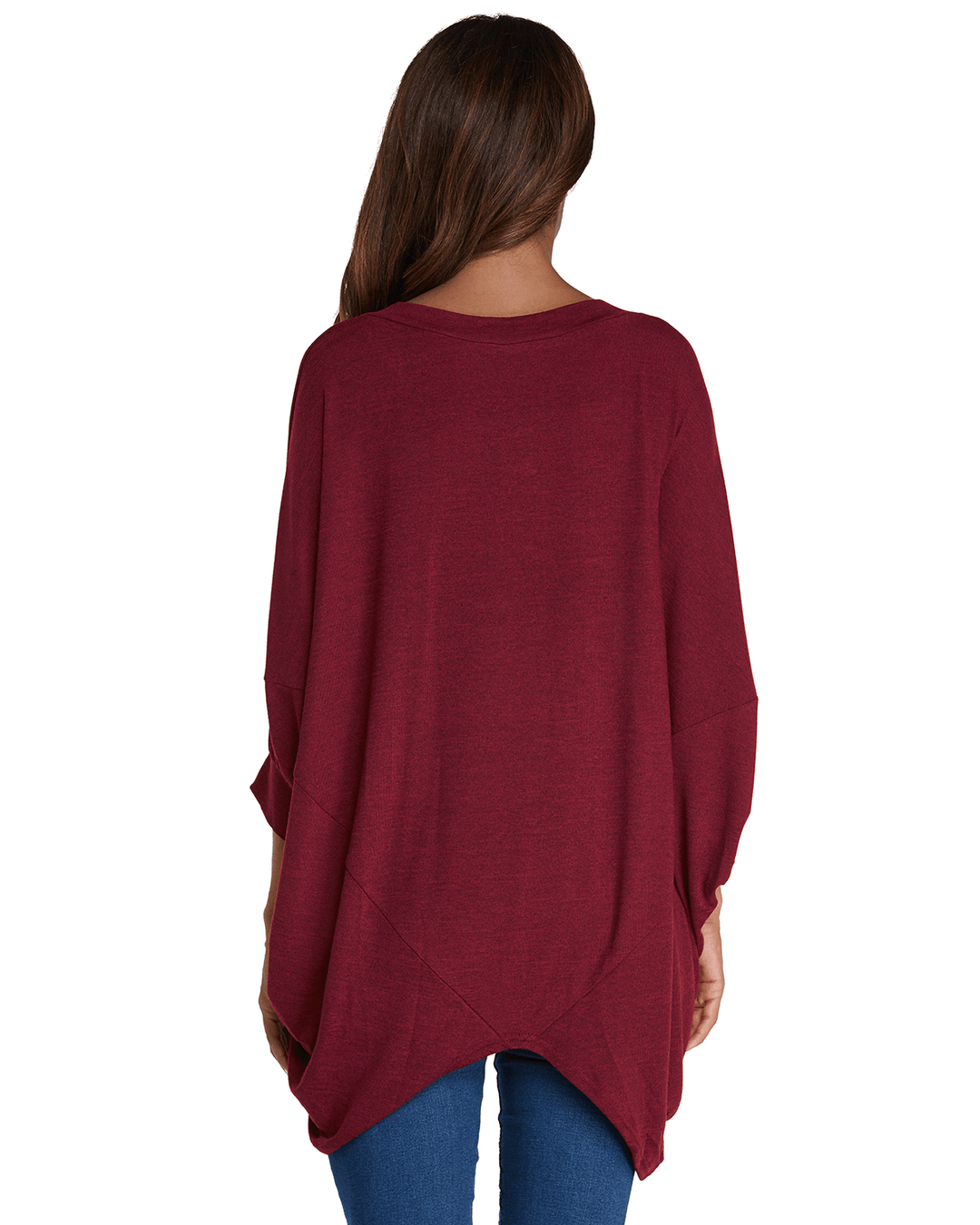 Women Pullover V Neck Long Sleeve Irregular Hem Casual Loose Blouse - MRSLM