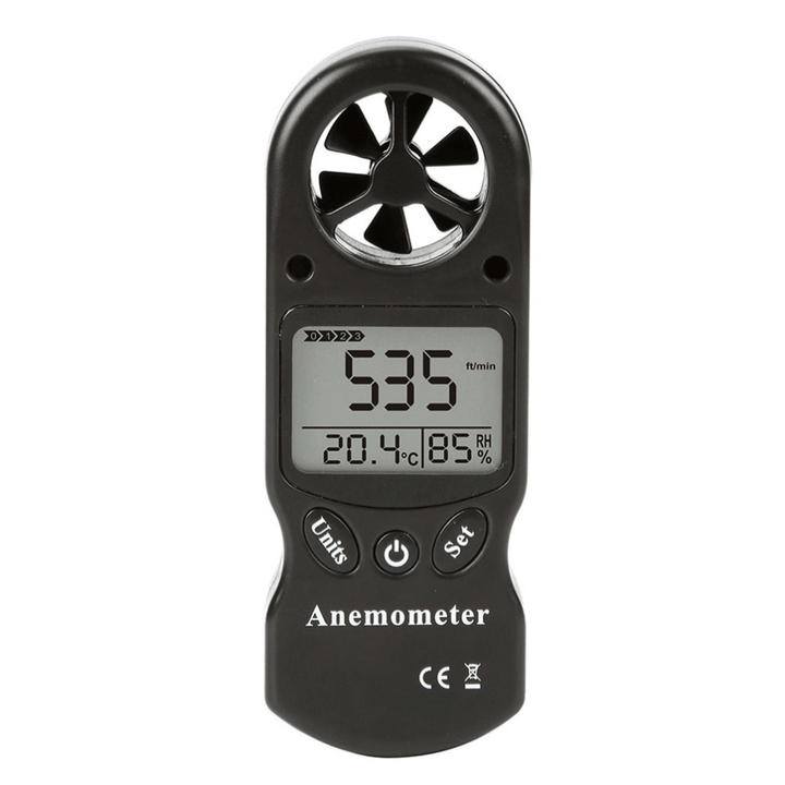 KT-300 Mini Multipurpose Anemometer Digital Anemometer LCD Wind Speed Temperature Humidity 3 in 1 Wind Speed Meter with Calibration Function - MRSLM