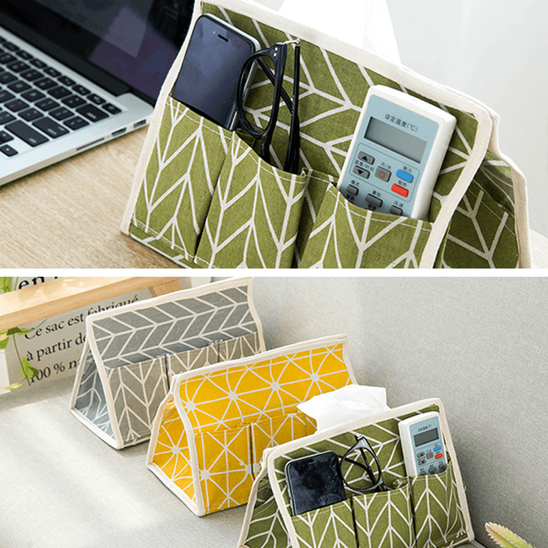 Creative Linen Cloth Tissue Box Multifunctional Six-Pocket Drawer Box Desktop Storage Box - MRSLM