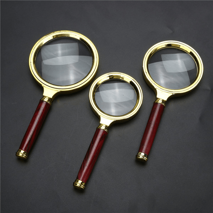 8Mm HD 6X Wooden Handle Magnifying Overgild Glasses - MRSLM