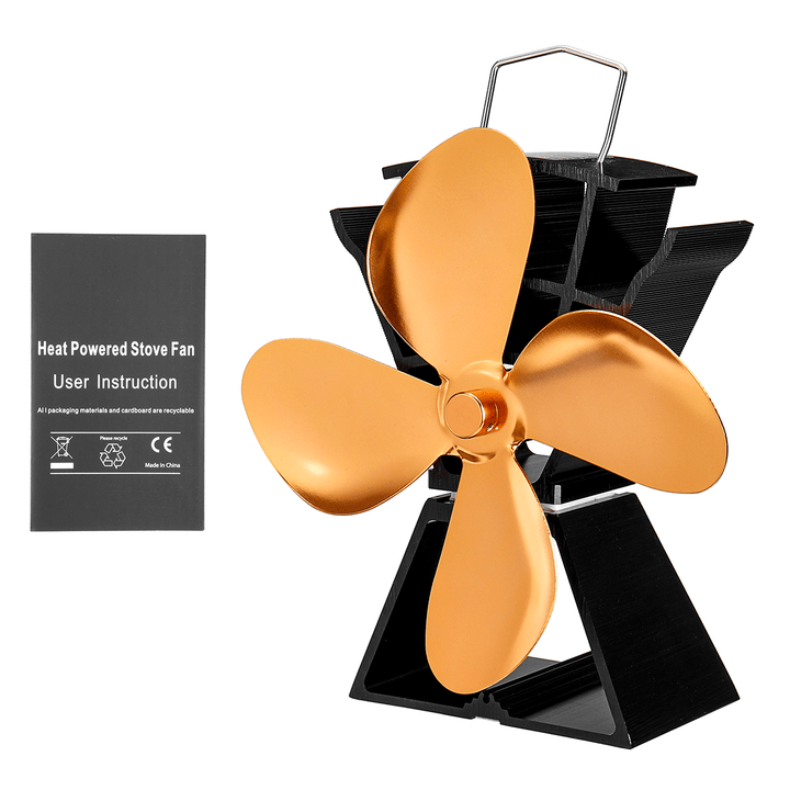 8.8 Inch Quiet 3/4 Blade EQ3-BK Stove Fan Fireplace Fire Heat Powered Saving Ecofan - MRSLM