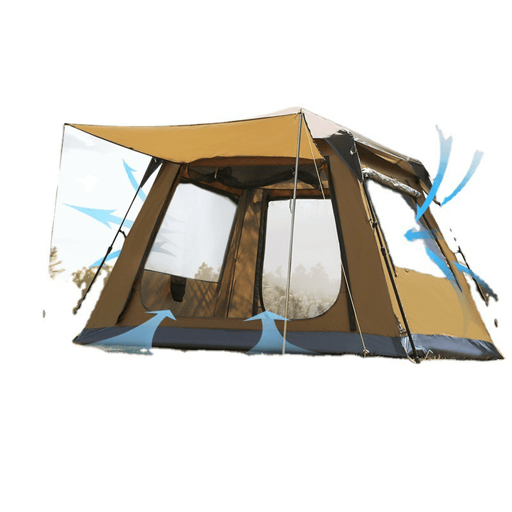 Hewolf 8 People Automatic Tent Portable Thickened Rainproof Outdoor Camping Picnic Tent with 2 Doors 2 Windows - MRSLM