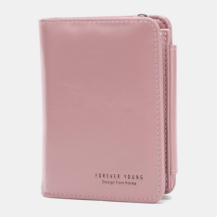 Women Trifold Short Multifunction Wallets PU Leather 13 Card Slot Card Holder Coin Purse Money Clip - MRSLM