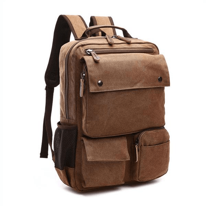 Men Canvas Big Capacity Travel Zipper Multifunctional Shoulders Bag Backpack - MRSLM