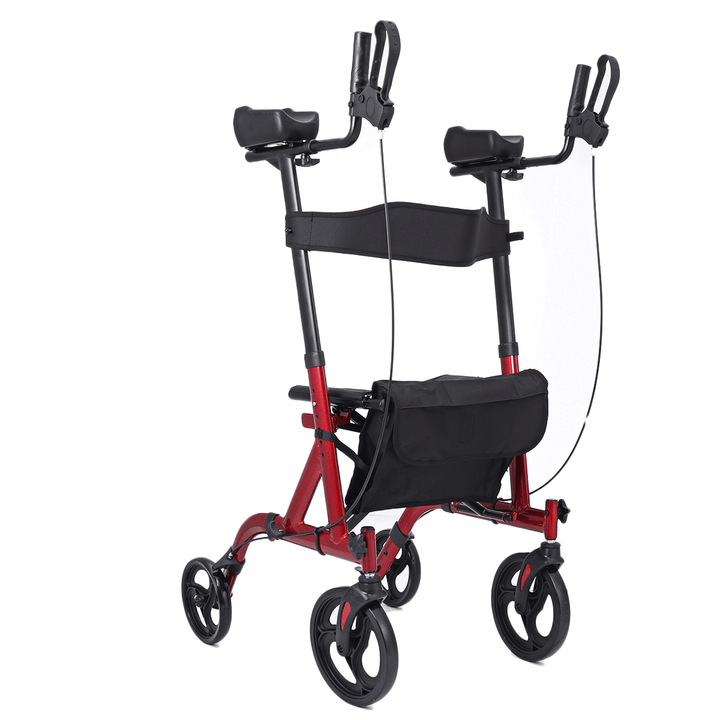 4 Wheel Seat Rolling Walker Chair Rollator Foldable Adjustable Elderly Aid Backrest - MRSLM