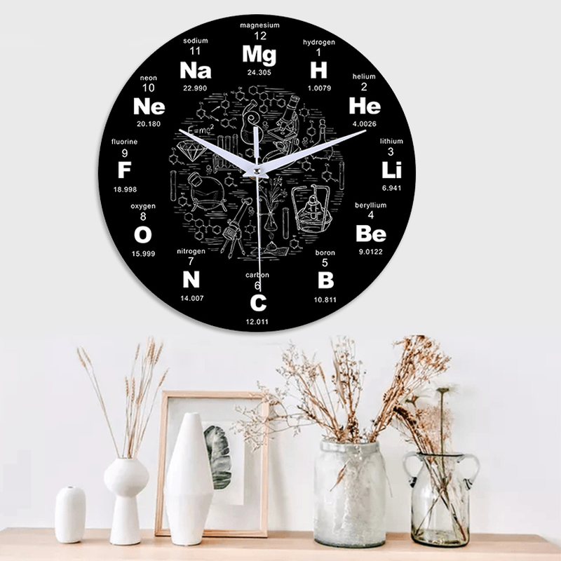 Emoyo ECY025 Chemical Element Table Wall Clock 3D Wall Clock for Home Office Decorations A - MRSLM