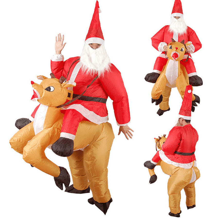 3D Christmas Costume Santa Rides Elk Costume Christmas Dress Costume for Kids Adult Party Prop Supplies - MRSLM