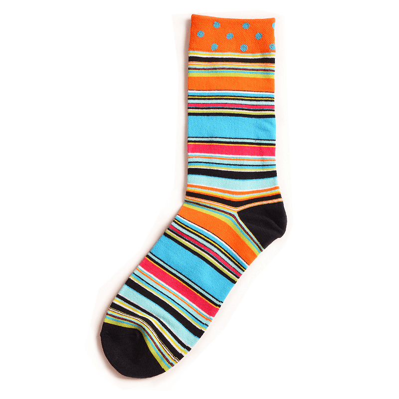 Men'S Street Wild Classic Geometry Striped Cotton Mid-Socks - MRSLM