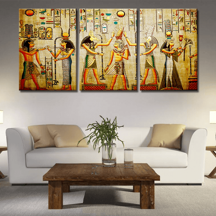 Miico Hand Painted Three Combination Decorative Paintings Cleopatra Portrait Wall Art for Home Decoration - MRSLM