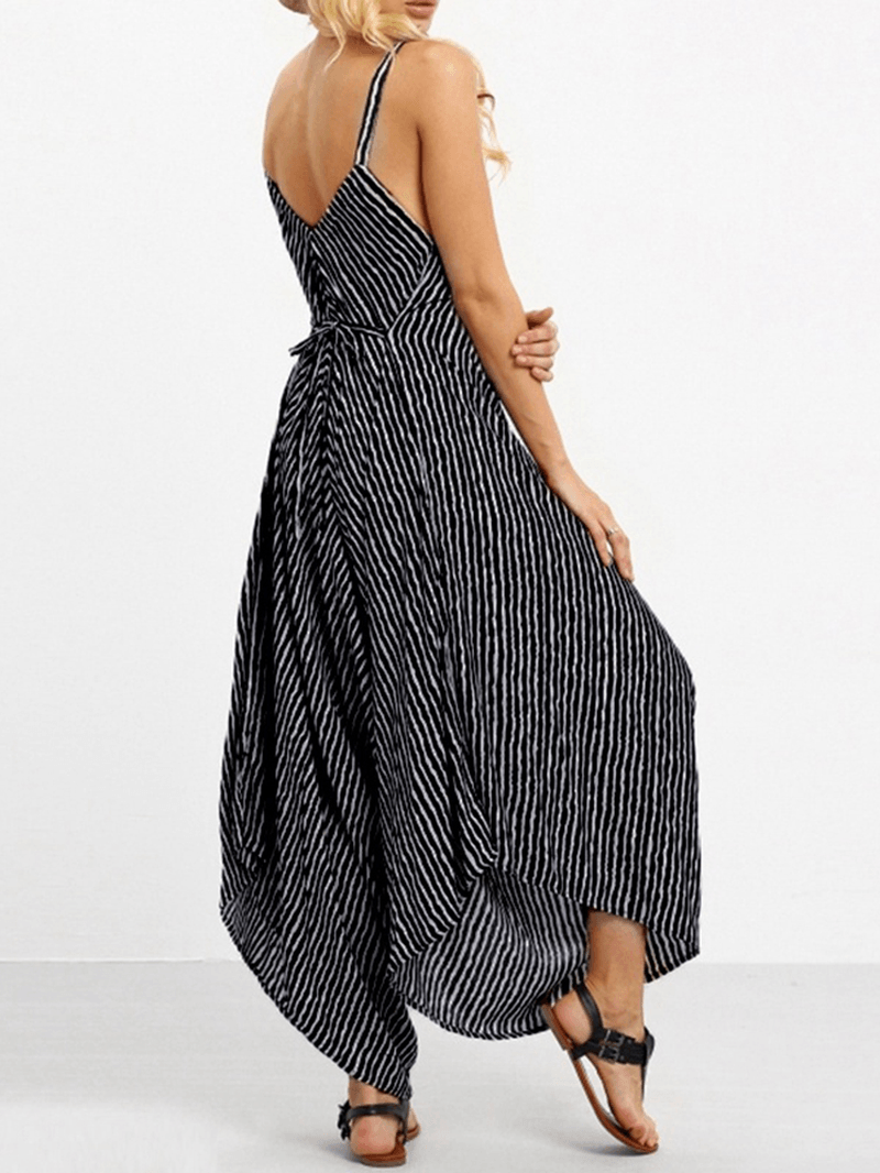 Sexy V-Neck Striped Jumpsuit - MRSLM