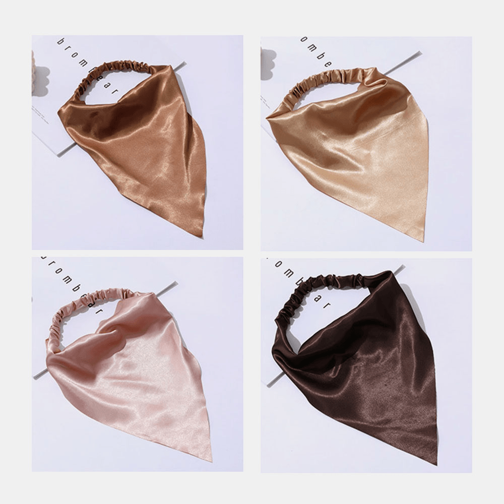 Women Chiffon Solid Color Elastic Wild Triangle Scarf Headband Headscarf Headwear - MRSLM