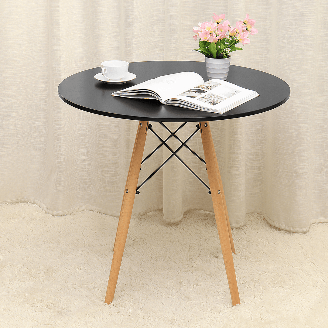 Eames round Table Modern Coffee Dining Desk Wood Leg Afternoon Tea Table Laptop Desk - MRSLM