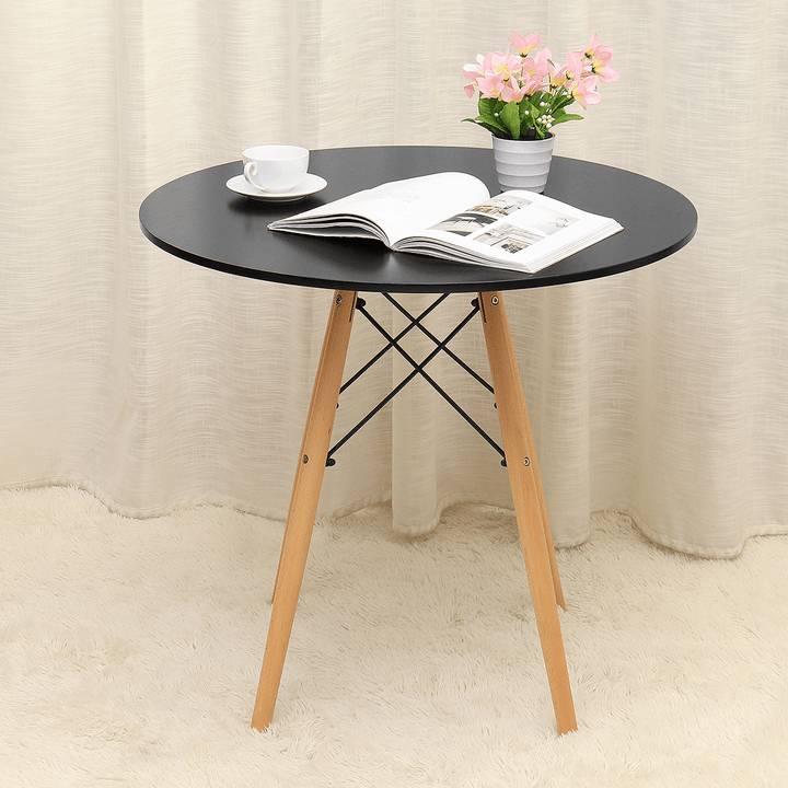 Eames round Table Modern Coffee Dining Desk Wood Leg Afternoon Tea Table Laptop Desk - MRSLM