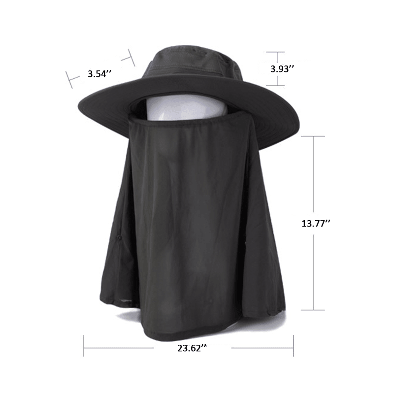 Wide Brim Fishing Cap Removable Mesh Neck Face Flap Hat - MRSLM