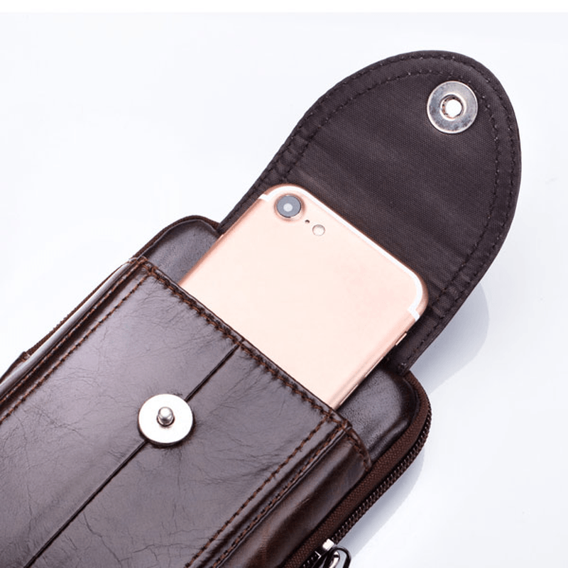 Bullcaptain Bag Men Genuine Leather Loop Belt Phone Bag - MRSLM