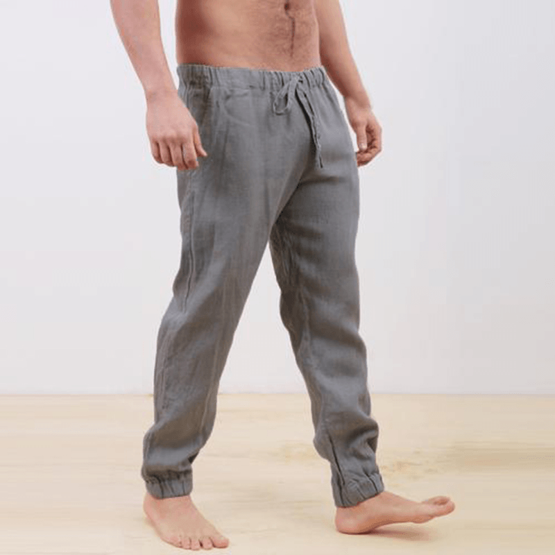 Mens Cotton Breathable Elastic Waist Casual Pants - MRSLM