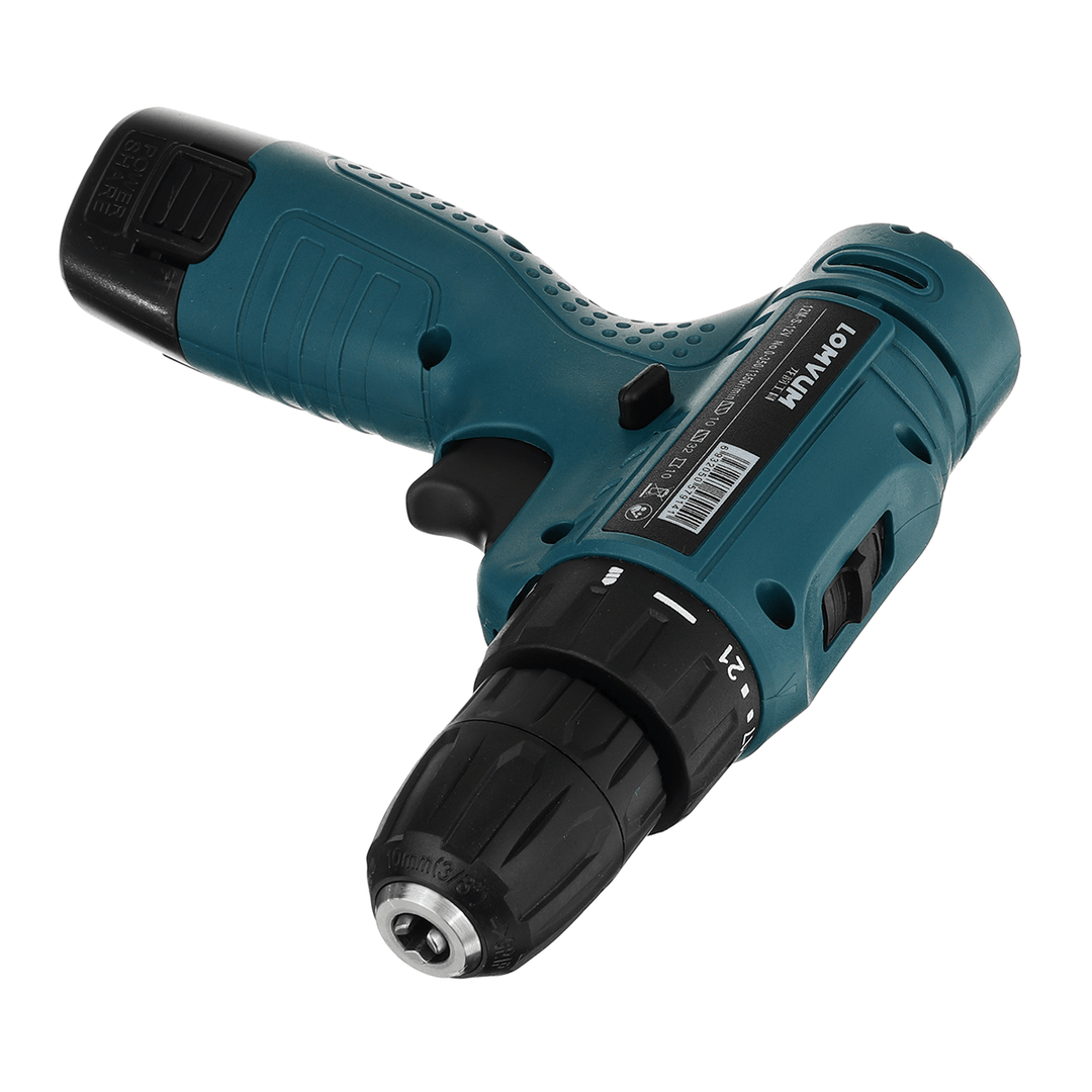 Multifunctional Electric Drill 21+1 Torque Screwdriver 12V Rechargeable Dual Speed Power Tools W/ 2Pcs Battery - MRSLM