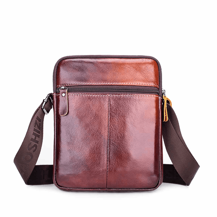 Men Leather Bag Messenger Cross Body Portable Travel Shoulder Briefcase Satchel Retro Outdoor Chest Backpack Bag Day Packs - MRSLM