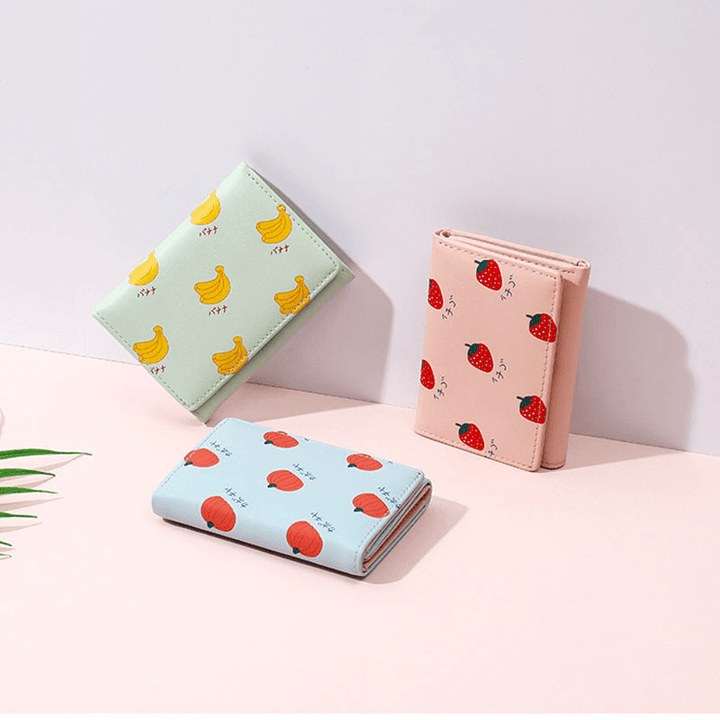 Women 7 Card Slots Trifold Fruit Printed Wallet - MRSLM