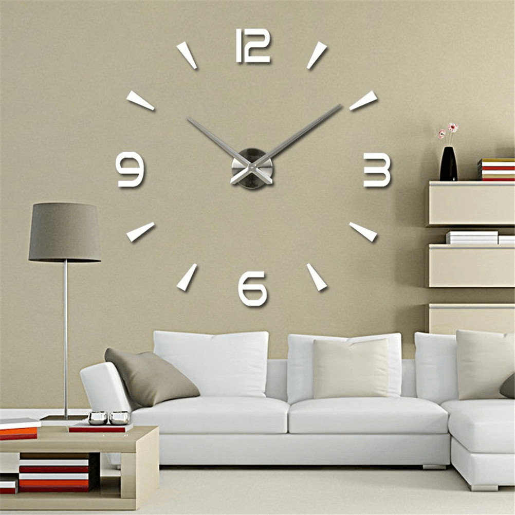 Frameless Large 3D DIY Wall Clock Mute Mirror Stickers Home Office School Decoration - MRSLM