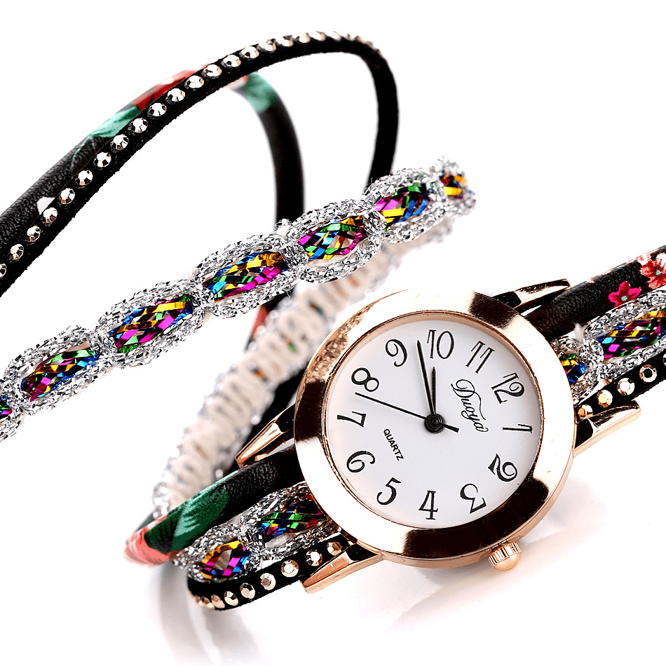 DUOYA Retro Style Women Bracelet Watch Rhinestone Quartz Watch - MRSLM