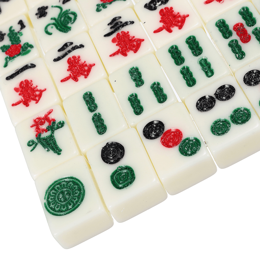 Chinese Mahjong Portable Retro Box Board Game Toy Rare 144 Tiles Mah-Jong Set in Leather Box - MRSLM